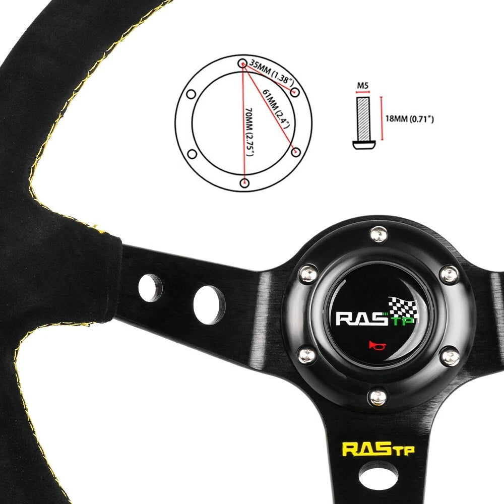 Universal Racing Steering Wheel for Custom Applications (Suede, Deep Dish)