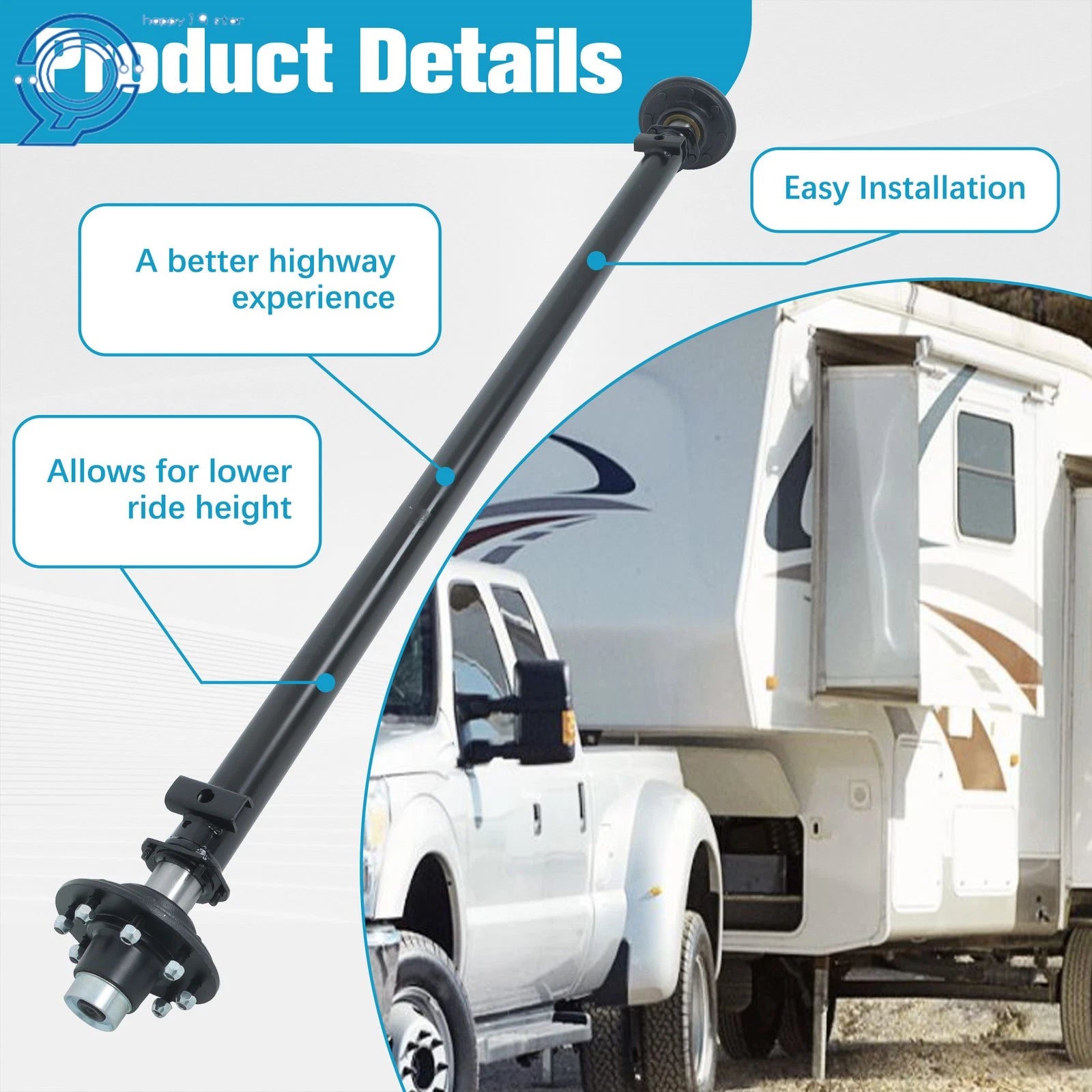 Trailer Axle 7000 lb Idler 8 Lug 95" Hubface 80" Spring Center 8x6.5 Bolt