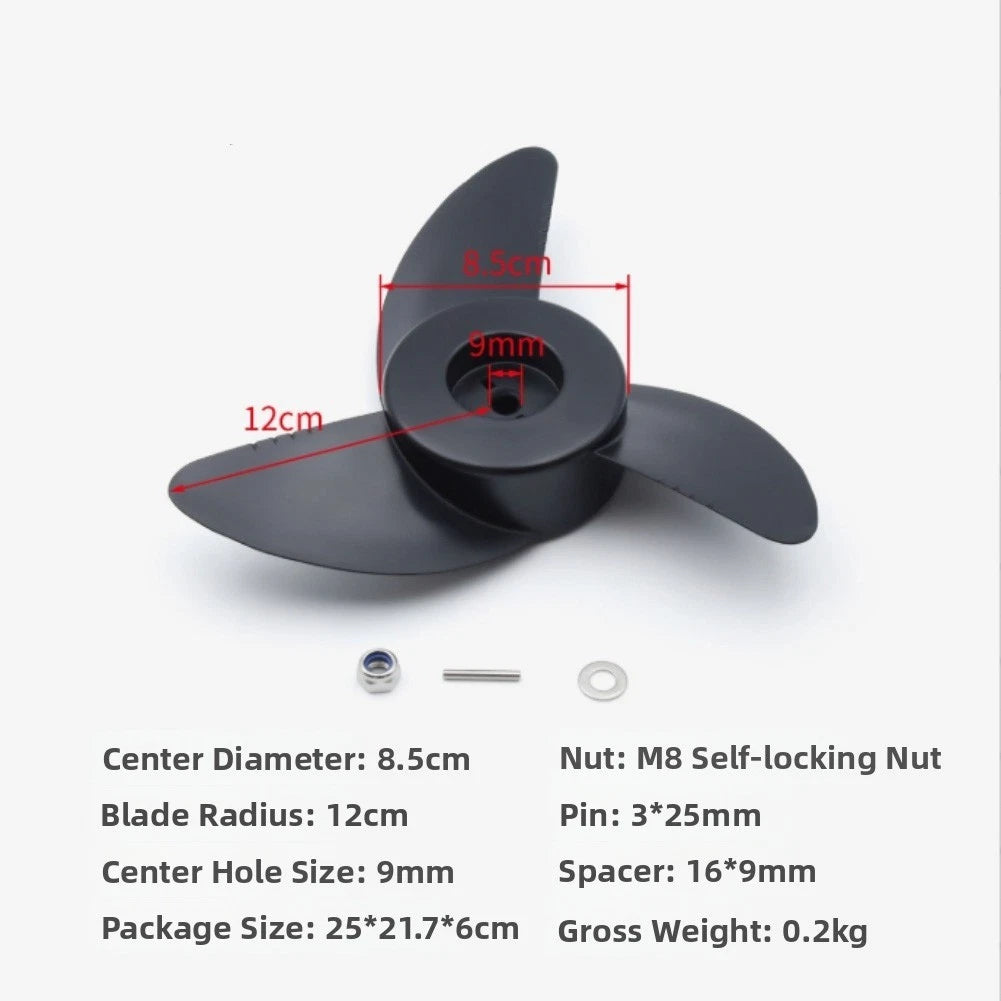 Outboard Propeller for Electric Boat Motors (Plastic, Prop Nut)
