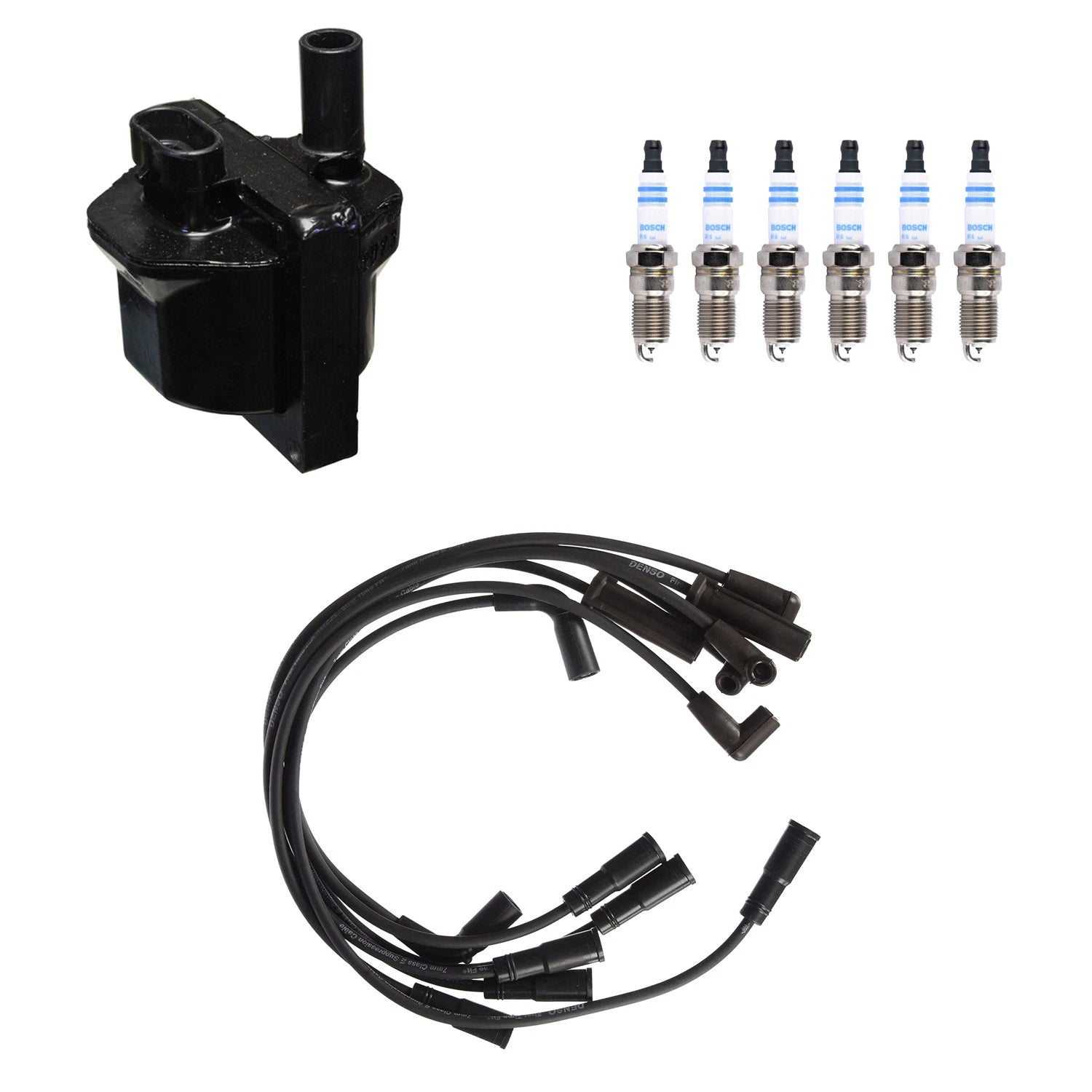 Set of 6 Denso Ignition Coil Wires & Bosch Iridium Spark Plugs for Astro Safari (1995–2005)
