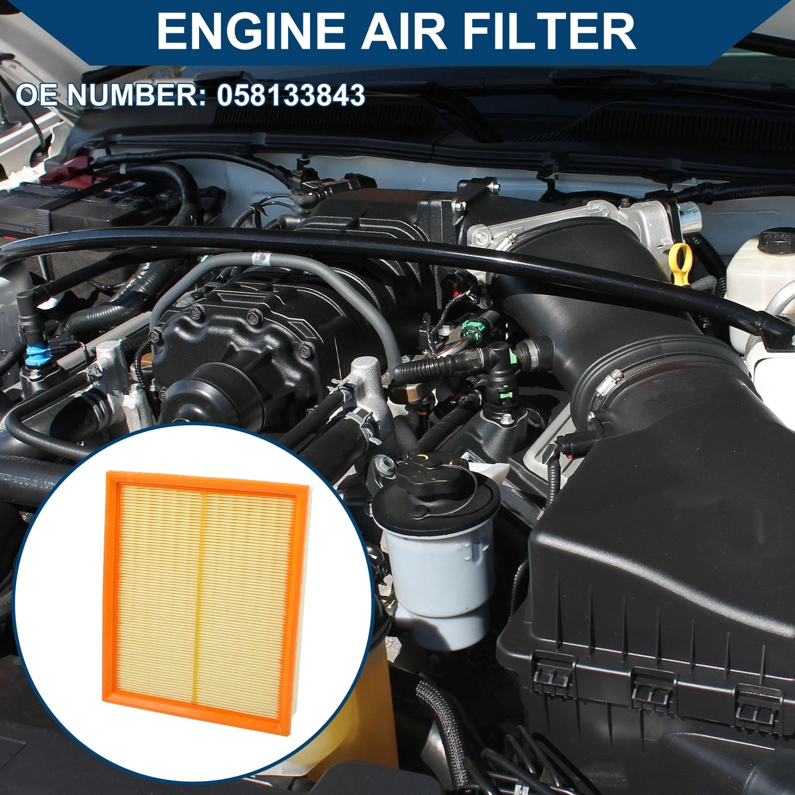 Engine Air Filter No. 058133843 for Audi A4 1.8L 2.8L (1996–2001)