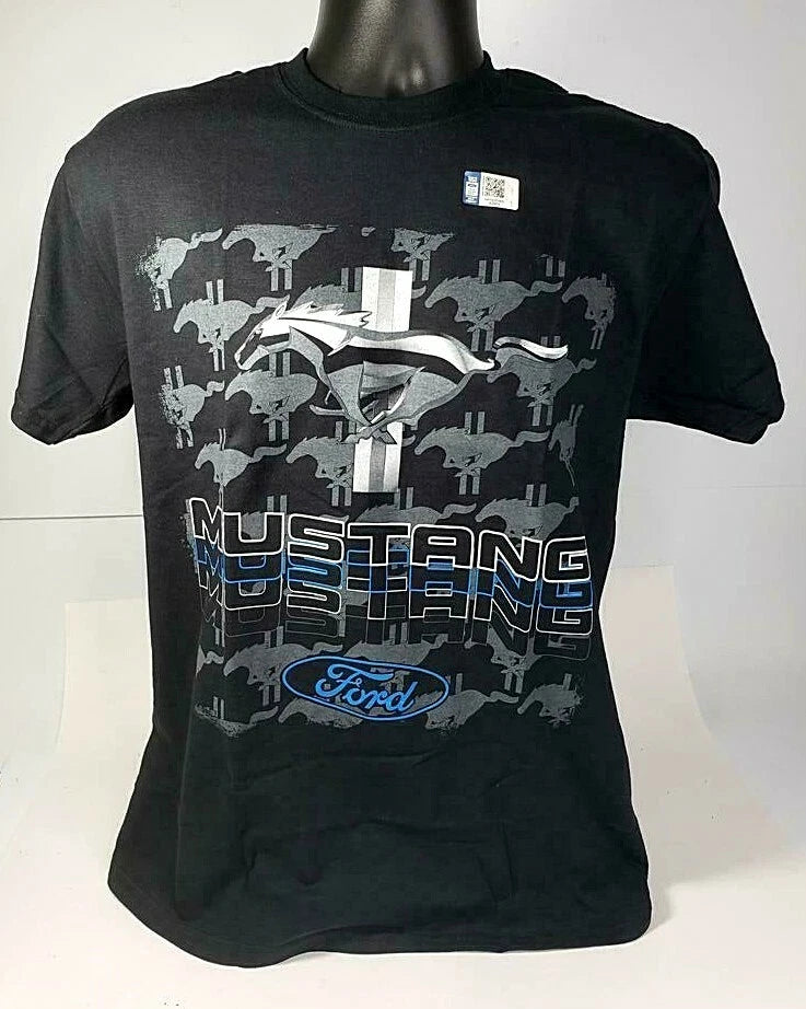 Ford Mustang T-Shirt Black Running Pony Script (2005–2020)
