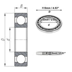 Deep Groove Ball Bearing P0 for Scooter Skateboard Wheel (75x115x13mm)