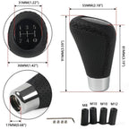 Black Leather 5 Speed Manual Gear Shift Knob Universal