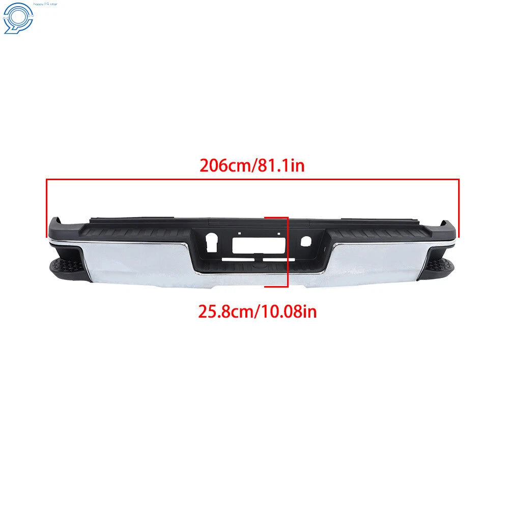 Rear Bumper Assembly Chrome Steel for Sierra Silverado 2500HD 3500HD (2015–2019)