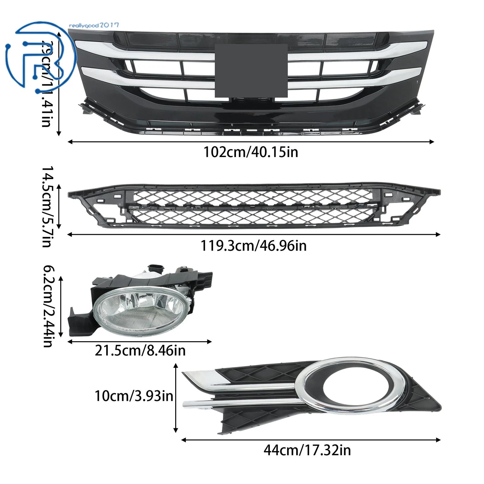 Upper Lower Grille & Fog Light Package for Honda Odyssey (2015-2017)