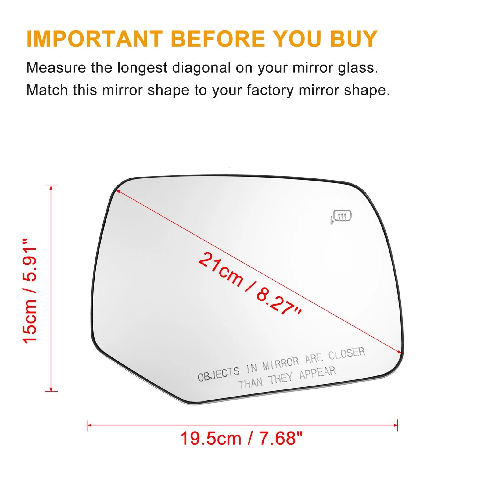 Heated Right Side Rearview Mirror Glass for Ford Escape (2008–2012)
