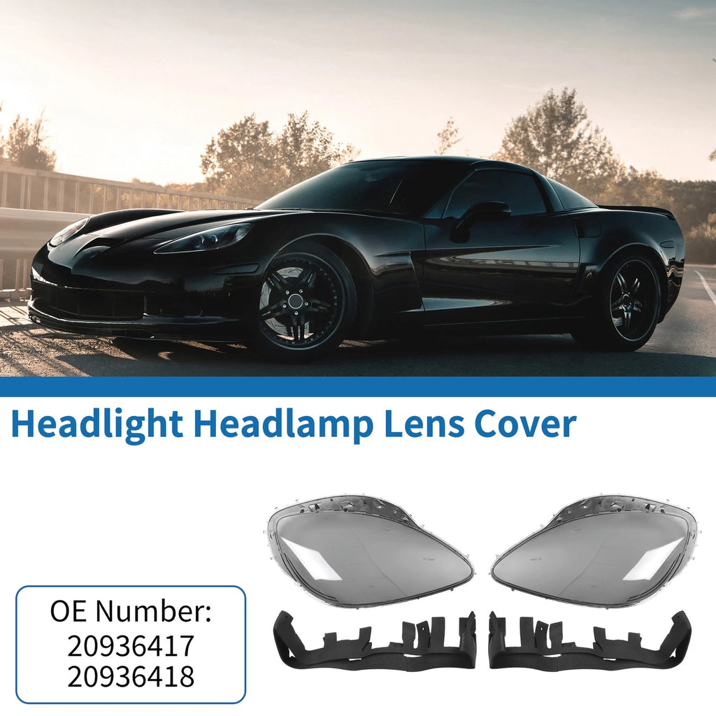 Set of 2 Headlight Lens Covers for Chevy Corvette C6 (2005–2013) Smoked