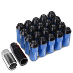 20 PCS M12X1.5 53MM Tall Blue Aluminum Lug Nuts with Caps + Adapter