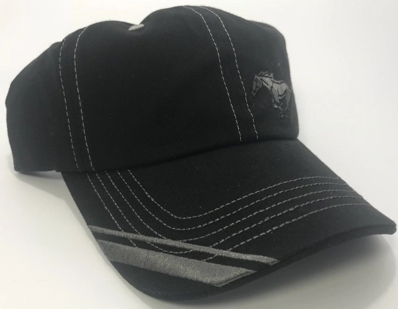 Licensed Ford Mustang Hat Cap Black Gray Pony Emblem for Ford Mustang (1965–2024)