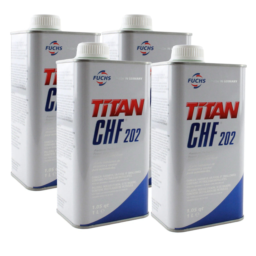 Set of 4 Fuchs TITAN CHF 202 Hydraulic Fluid 1L for Audi VW Porsche Volvo