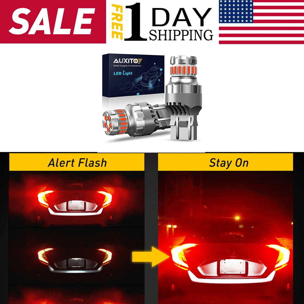 Set of 2 LED Strobe Brake Stop Light Bulbs