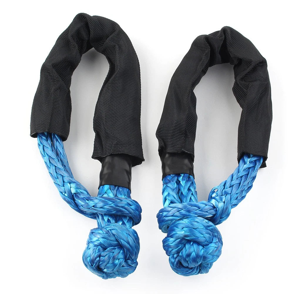 2X 1/2" Synthetic Soft Shackle Recovery Straps 38000 LBS Blue Pair