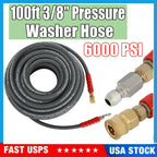 3/8" Hot Water Pressure Washer Hose 100ft 6000psi Non-Marking
