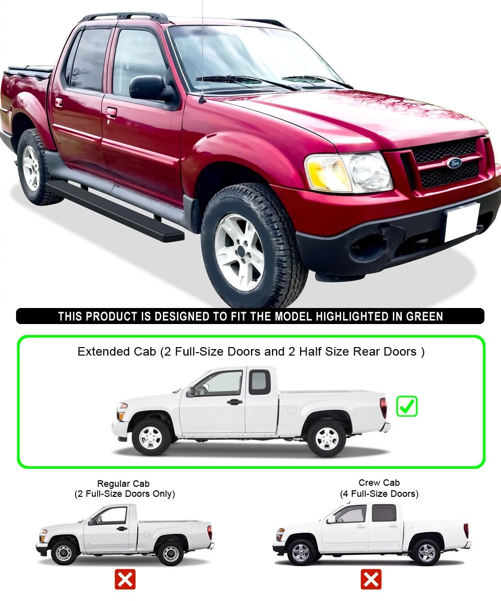 iBoard Running Boards 6" Matte Black for Ford Explorer Sport Trac (2001-2006)