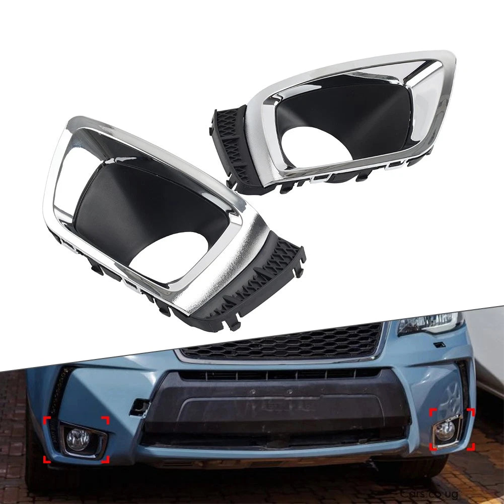 Set of 2 Front Bumper Fog Light Bezels Chrome for Subaru Forester (2014–2018)