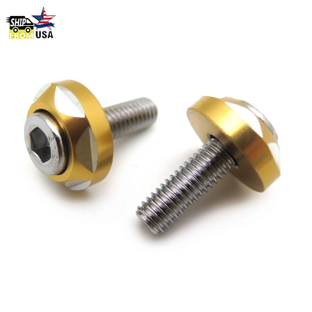 Set of 2 Round Shape Hex Bolt Screws 6mm for Car License Plate
