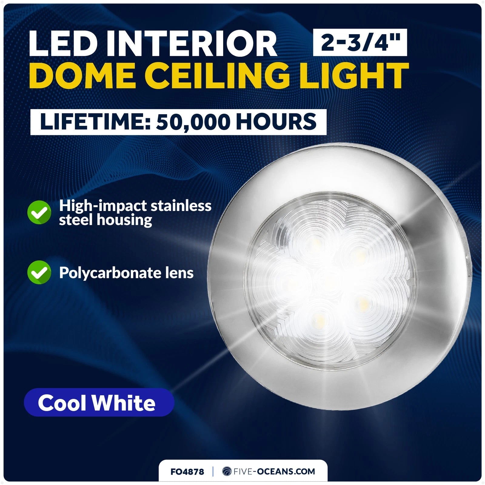 LED Interior Dome Ceiling Light for Five Oceans (12-24V, FO4876)