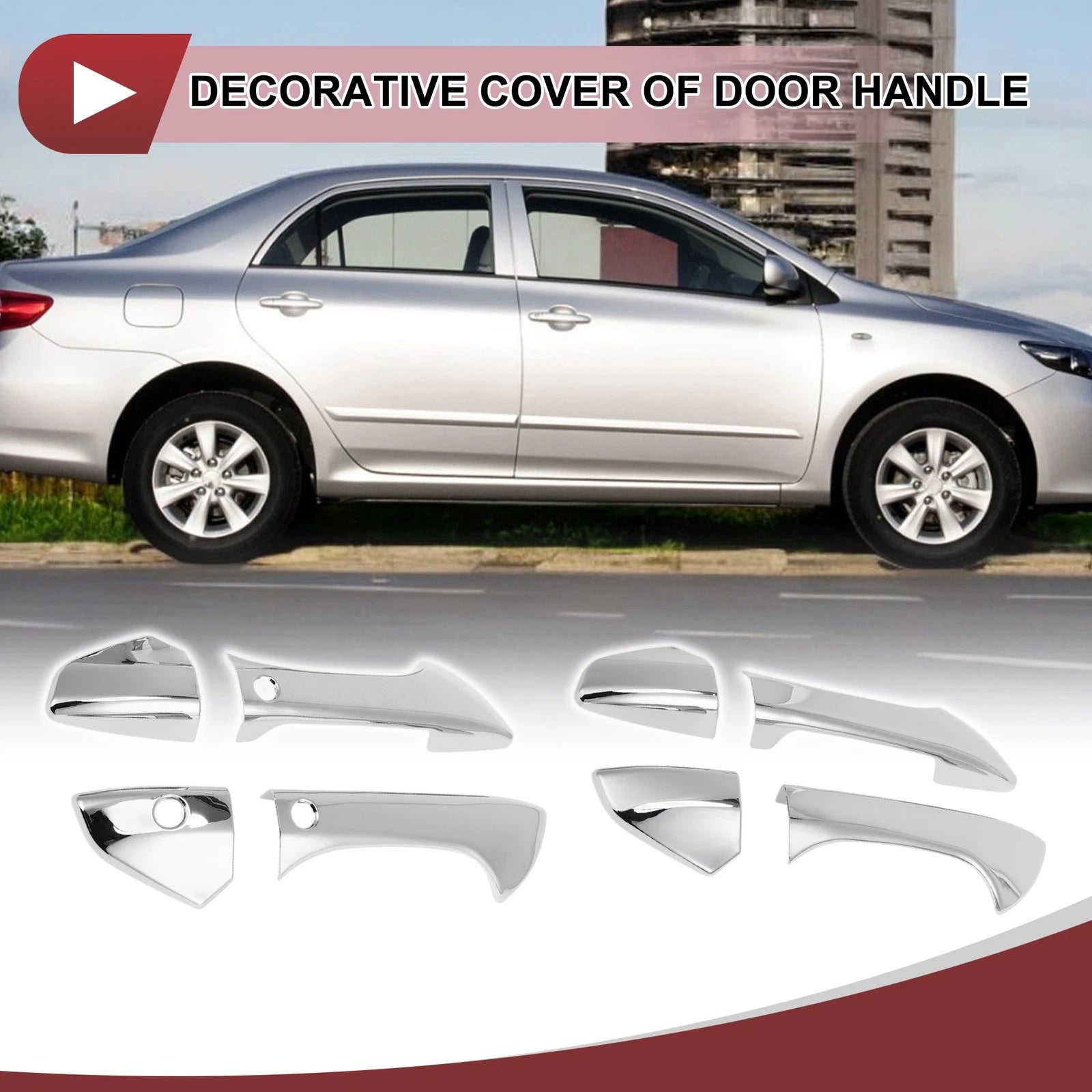 Set of 4 Car Door Handle Covers for Honda Accord (2008–2012) Silver ABS