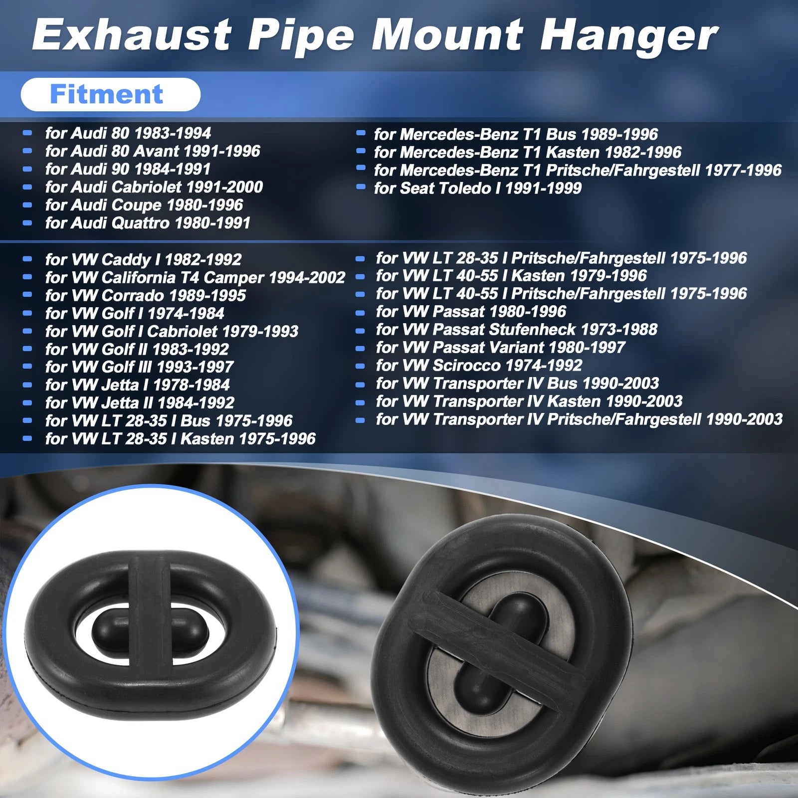 Set of 4 Exhaust Muffler Rubber Brackets for VW Golf, Passat, Audi 80, 90 (07358)