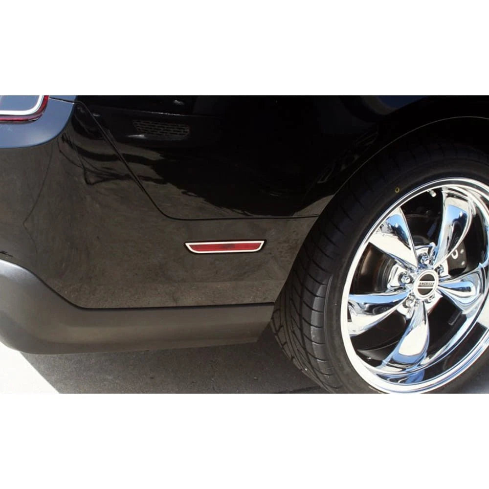 Polished Stainless Steel Side Marker Light Bezels for 2013-2014 Ford Mustang