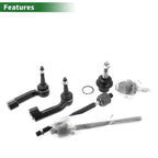 6 Pcs Front Suspension Kit Inner Outer Tie Rod Ends for Ford Expedition 