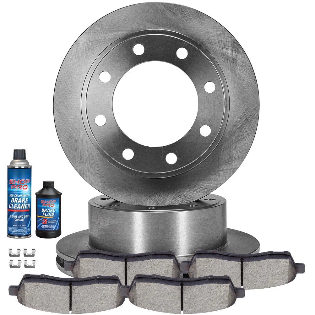 Set of 2 Rear Brake Rotors and Ceramic Pads for Ford F-250 F-350 Super Duty