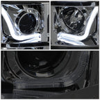 Smoked Clear Signal 3D LED Bar Projector Headlights for GMC Sierra (2007–2014)