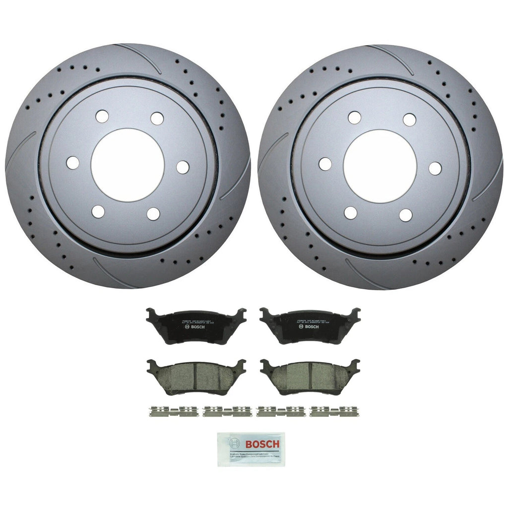 Rear Brake Kit 348mm Drilled Rotors & TRW Pro Ceramic Pads for Ford F-150 (2012–2019)