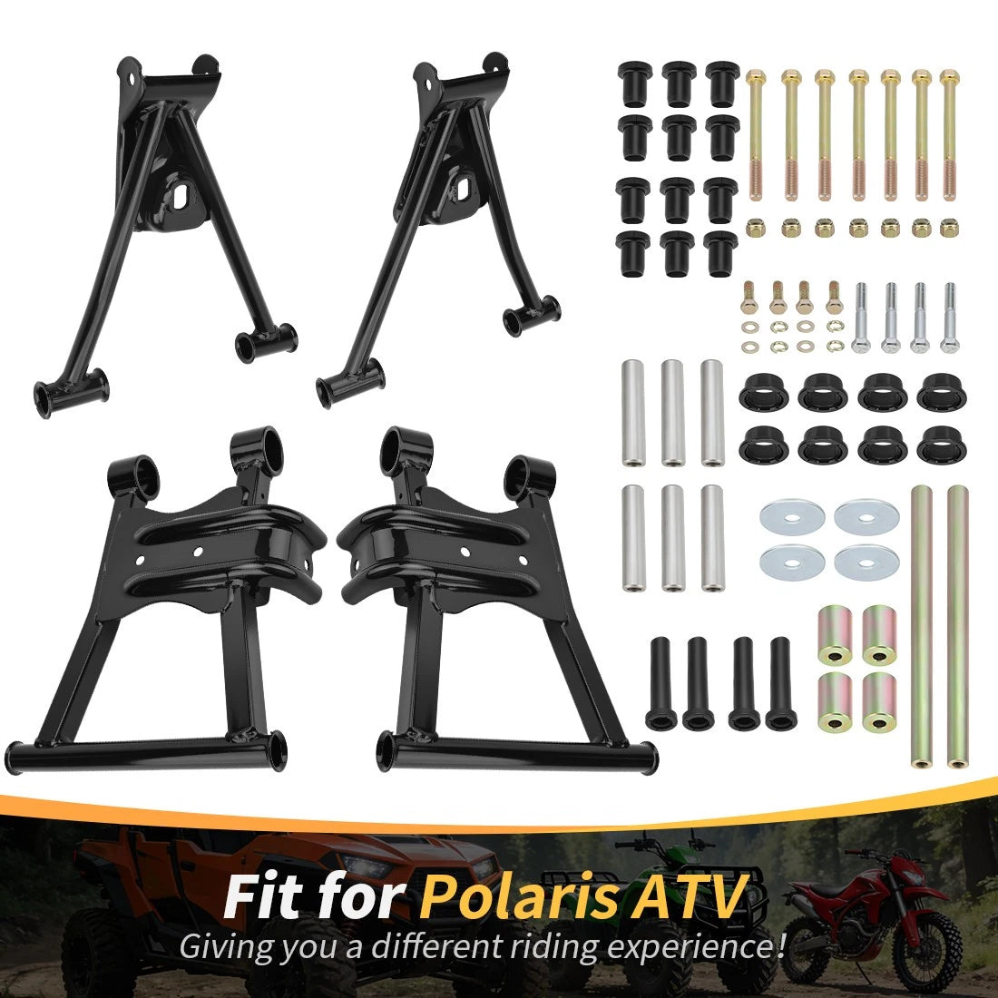 Rear Upper Lower A-Arm Kit Bushing for Polaris Sportsman 400 450 500 600 700 800 (2000–2014)