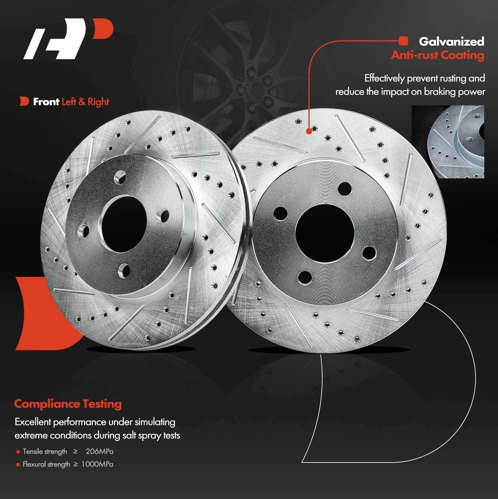 Drilled Brake Rotors & Ceramic Pads for Chevrolet Cobalt (2005–2010)