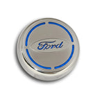 Chrome Cap Covers with Orange Carbon Fiber Ford Oval Inlay for 2015-2016 Mustang