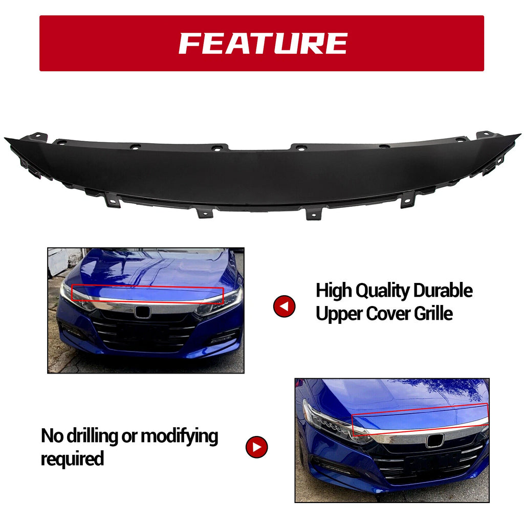 Front Upper Grille Molding for Honda Accord Sedan (2018-2020) Black