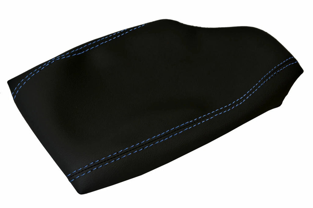 Leather Console Lid Armrest Cover for BMW F30 (2014–2018) Black Blue Stitch