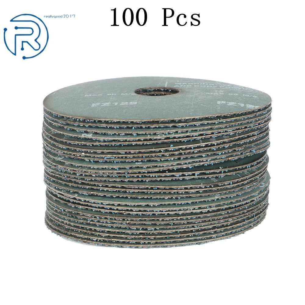 100 Piece 4.5" 36 Grit Zirconia Resin Fiber Disc Set for Grinding & Sanding