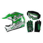 Youth Dirt Bike Helmet & Goggles Set for ATV - Sizes S, M, L, XL (DOT)