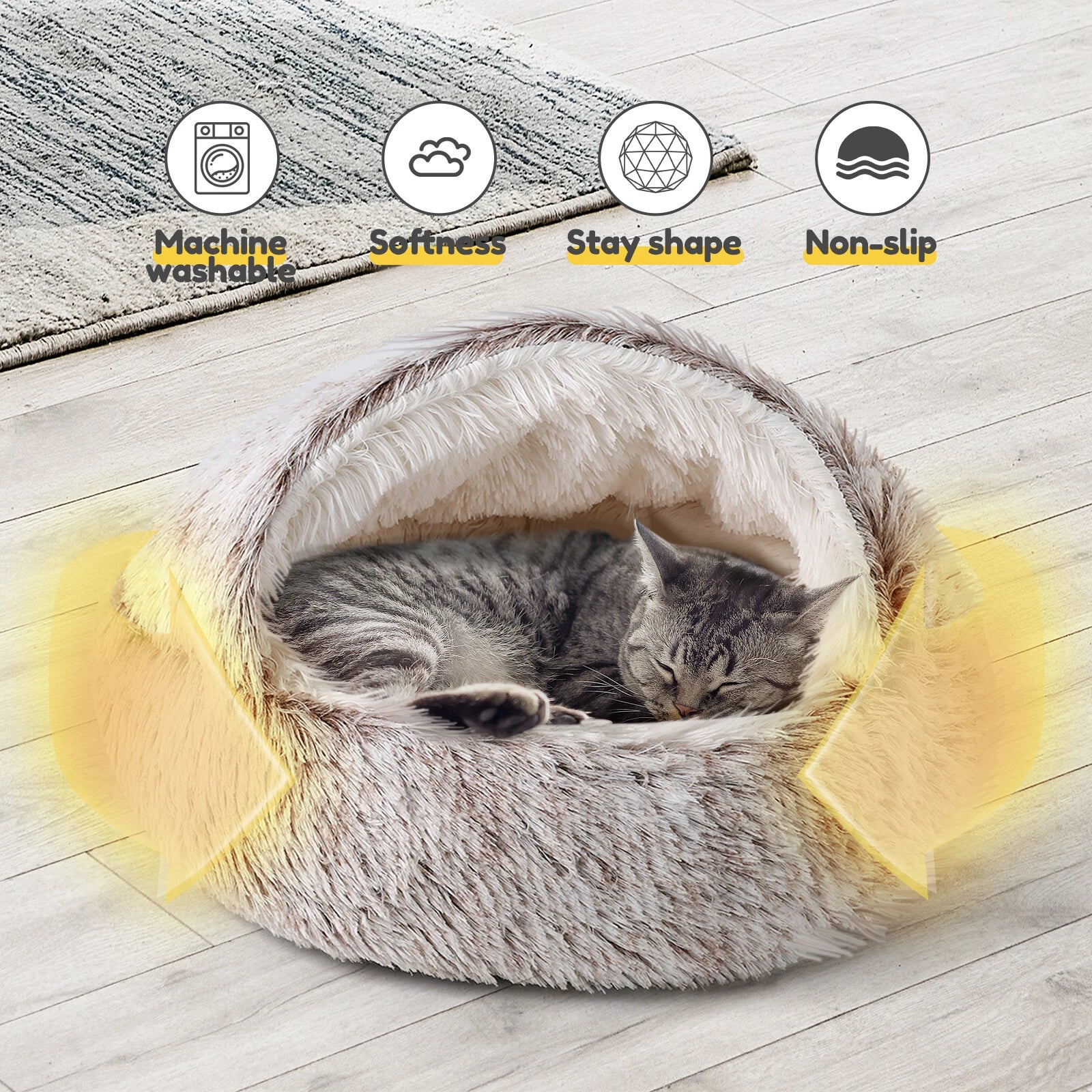 Cat Bed Cave House Washable Soft Calming Pet Nest for Dogs (2023)