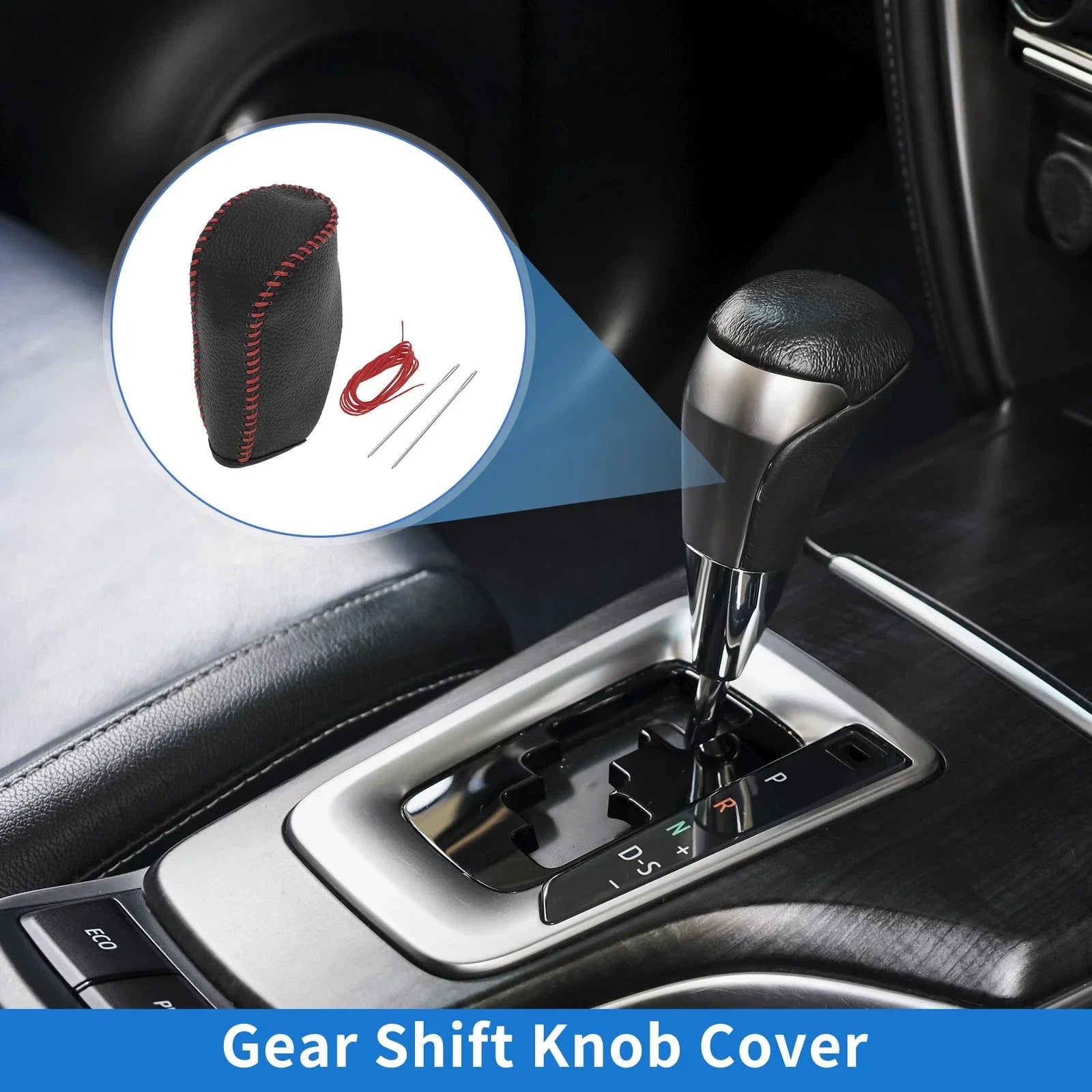 Car Gear Shift Knob Cover for Hyundai Tucson 2010-2013 - Pebbled Black Red