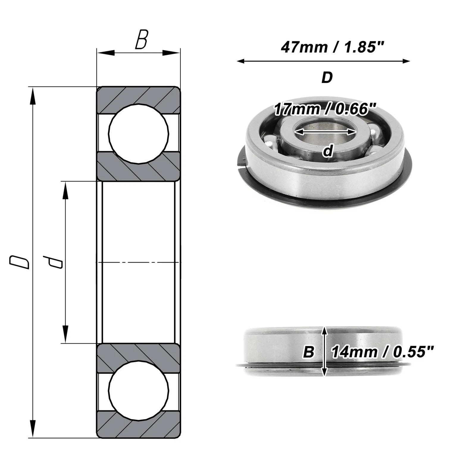 6303NR Deep Groove Ball Bearing for Scooter Skateboard Wheel (17x47x14mm)