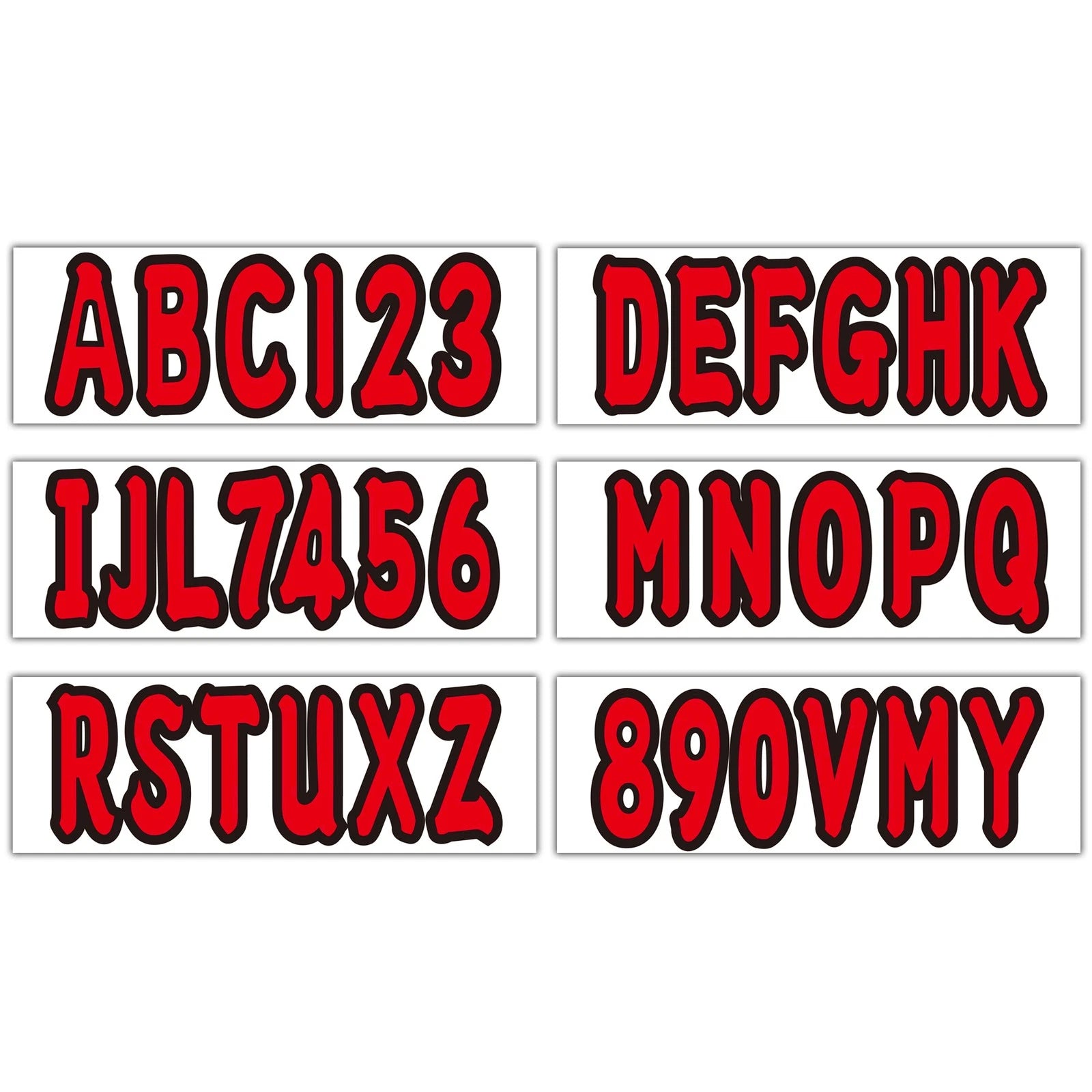 Sticker Decals A-Z Letters & 0-9 Numbers for Marine Boat (Red)