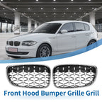Set of 2 Front Hood Bumper Grilles for BMW 128i 135i 135is (E87) Silver Tone