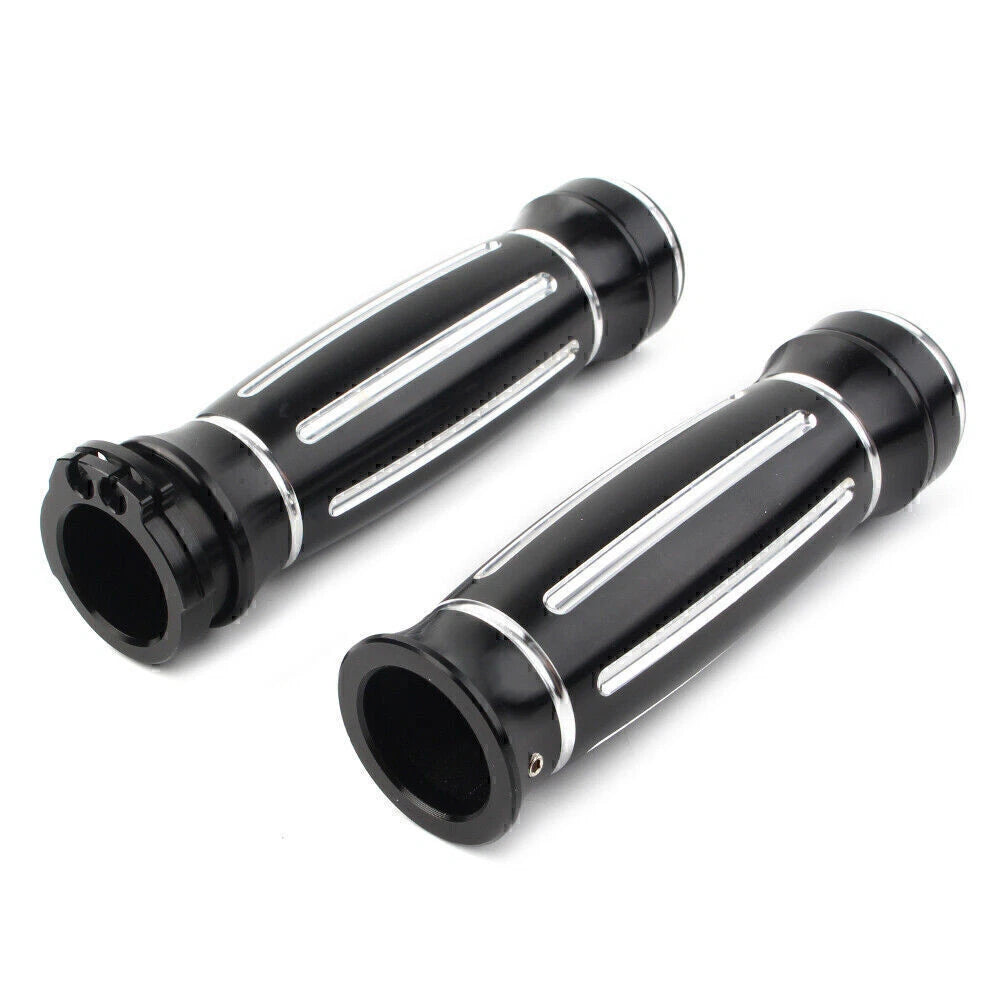 2X CNC Billet Aluminum 1" Handlebar Hand Grips for Harley Touring