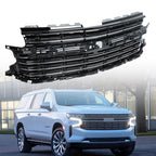 Front Bumper Upper Grille with Chrome Trim for Chevy Tahoe Suburban (2021–2022)