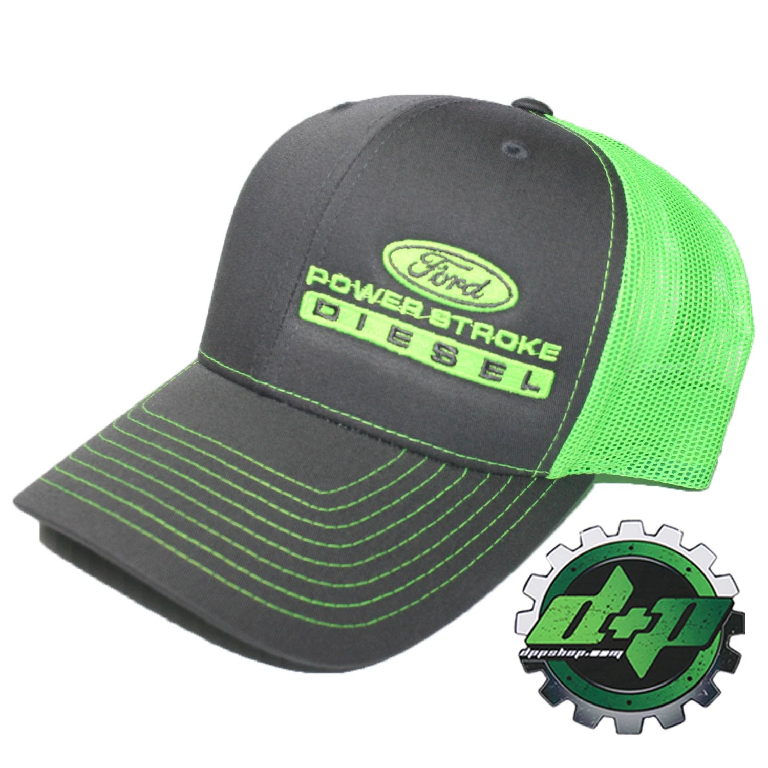 Ford Powerstroke Richardson 112 Hat Charcoal Gray Green Mesh Snapback