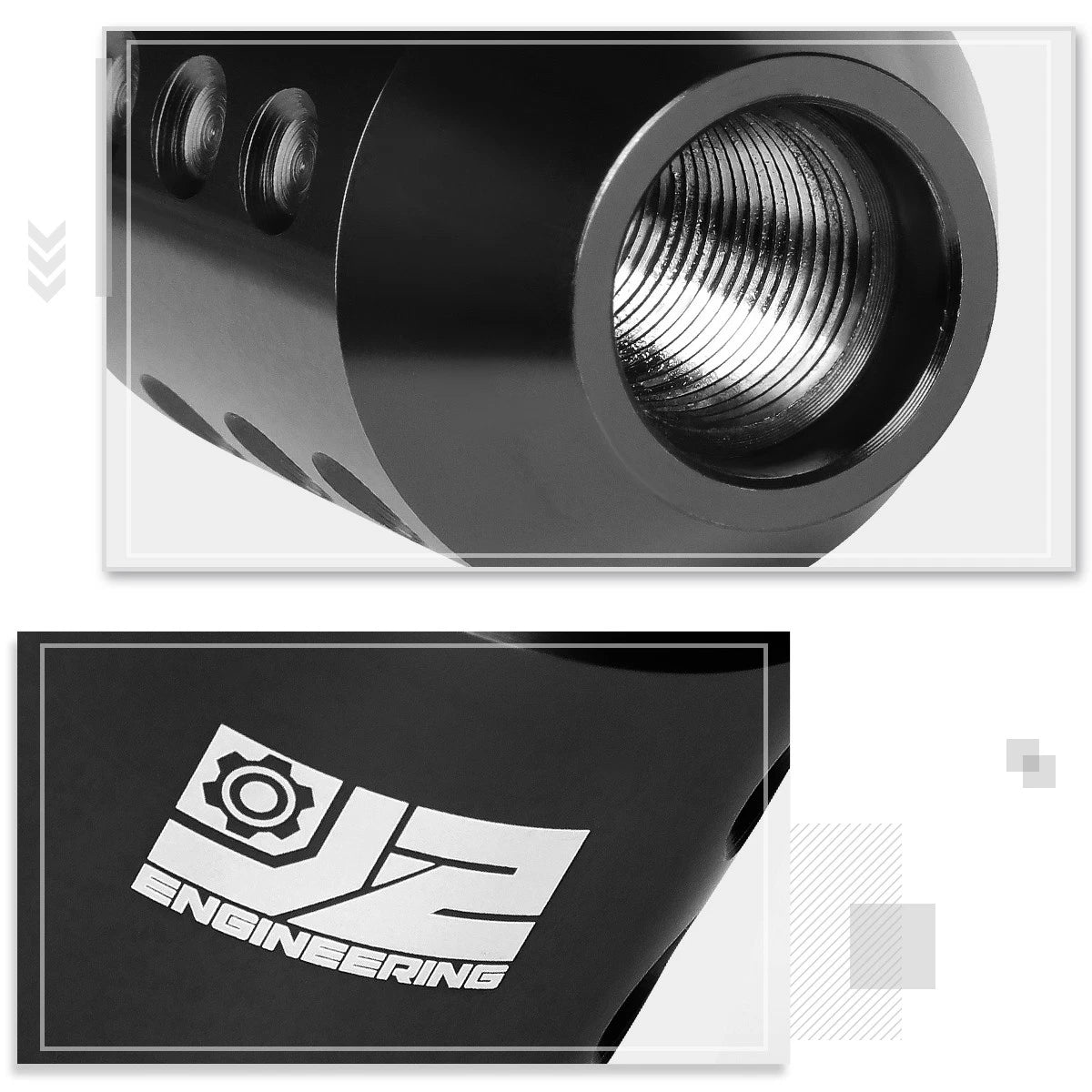 J2 6-Speed Manual Shift Knob for Universal Fit (Aluminum, Black)