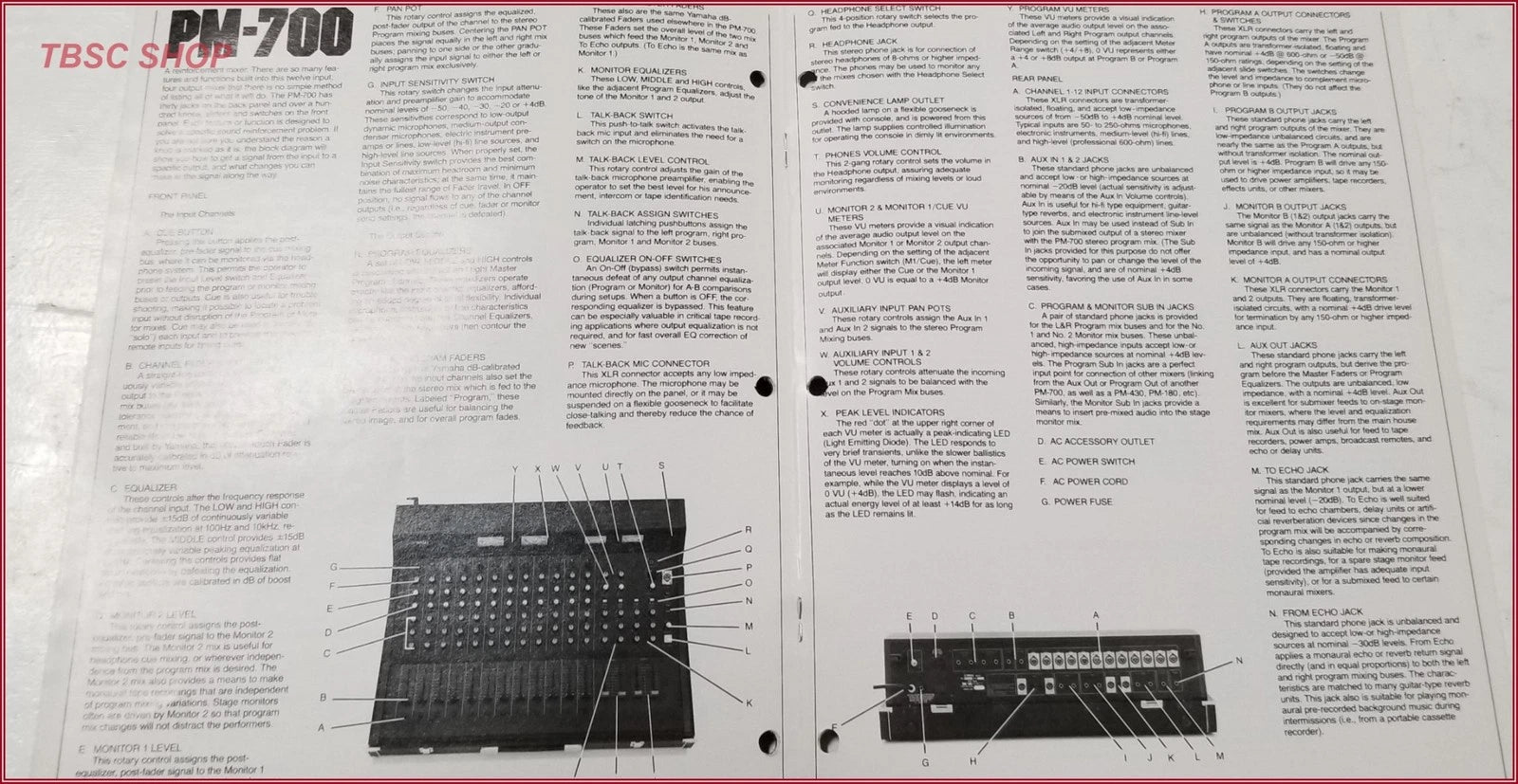 Yamaha PM700 Mixing Console Sales Brochure