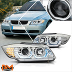 2X LED Angle Eye Projector Headlights for BMW E90 (2009–2012) Chrome Housing