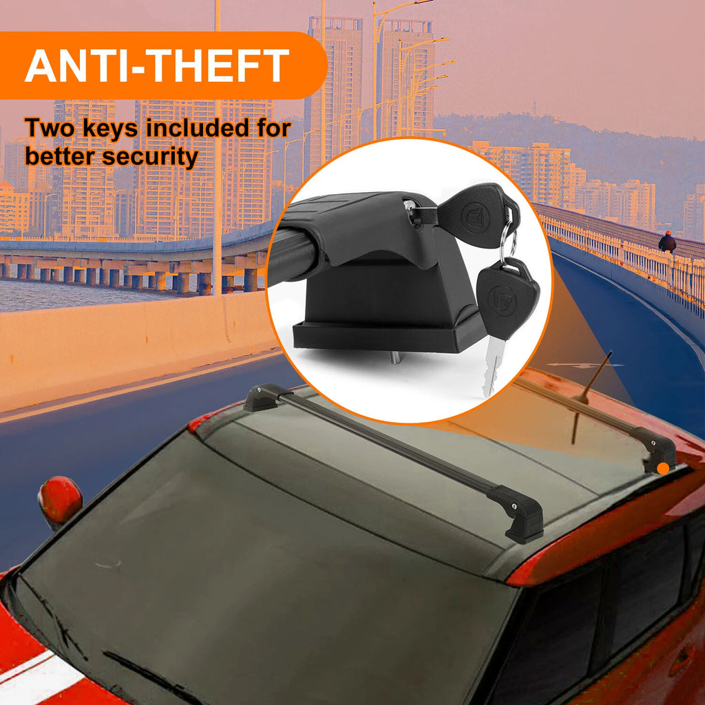 Set of 2 Roof Rack Cross Bars for Kia Soul (2014–2019) - Black Aluminium