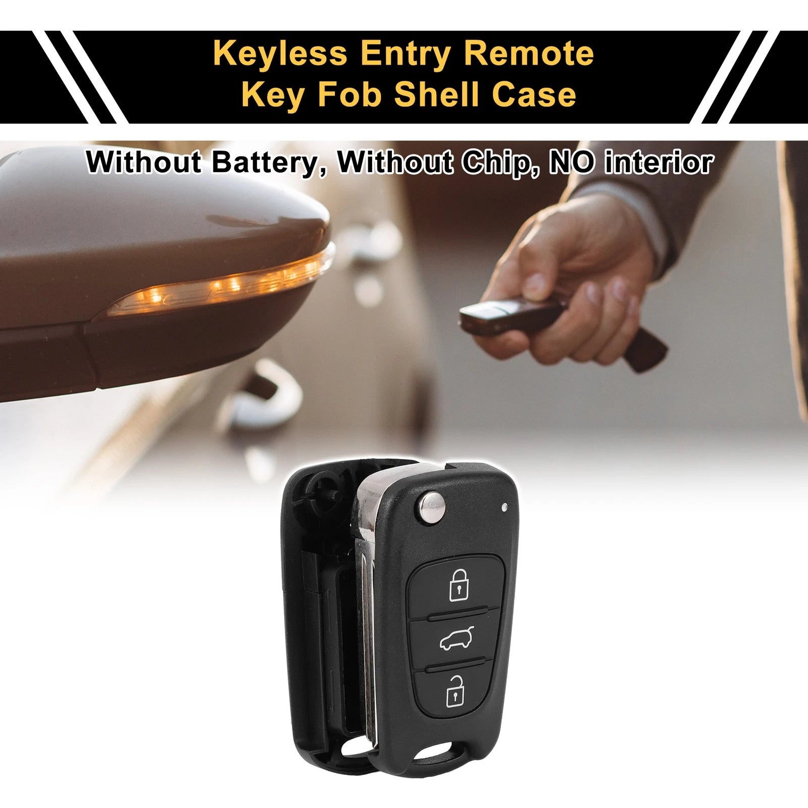 3 Button Key Fob Shell Case for Kia Rio (2013) - Black
