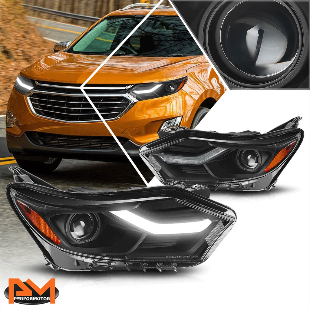 LED DRL Projector Headlights for Chevy Equinox (2018–2021) Black Housing